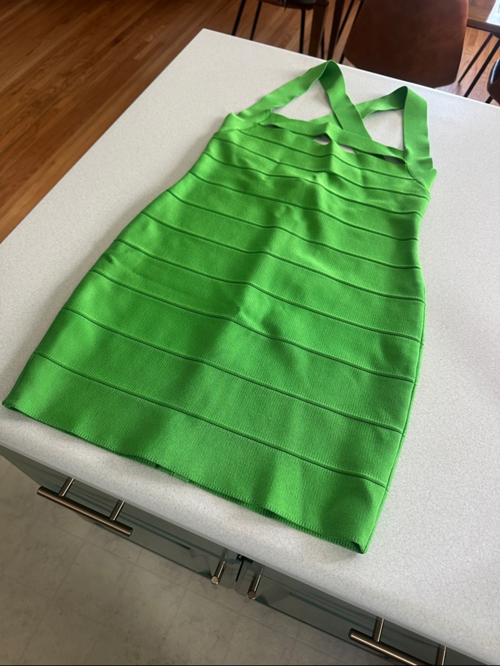 Herve Leger Neon Green Bandage Mini Dress